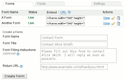 Create a form with FormSmarts Form Builder: the Forms tab