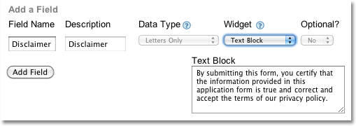 Add a text block to a form with the form builder