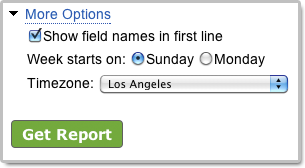 Excel report generator settings